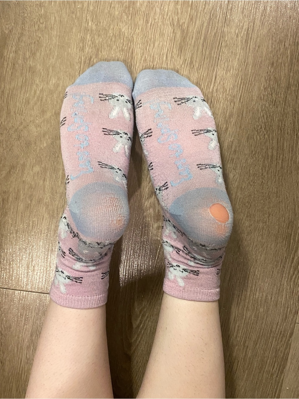 Women’s Pink Bunny Pattern Crew Socks Well Worn - Picture 5 of 5